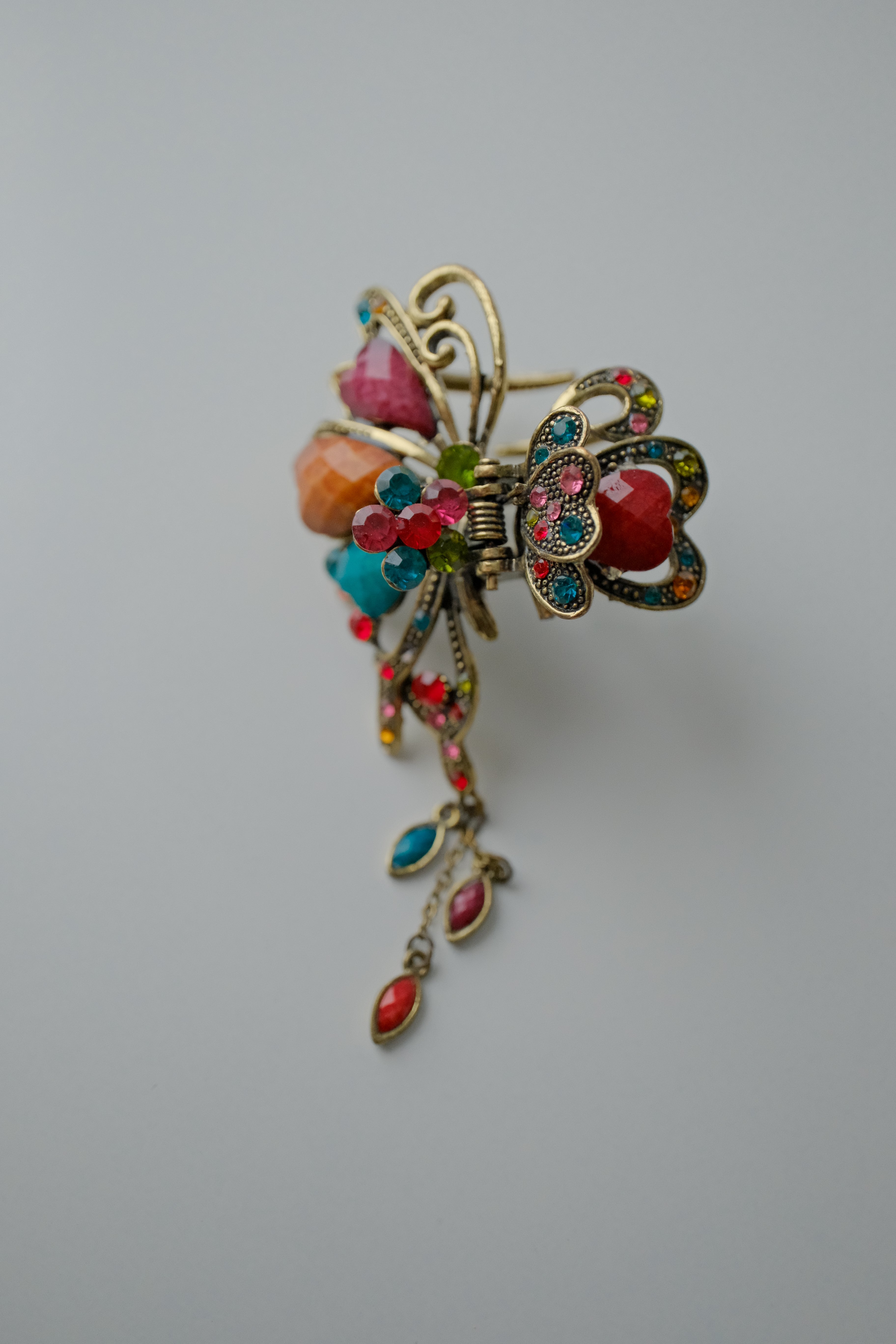 Vintage Butterfly Multi-Stone Hair Clip