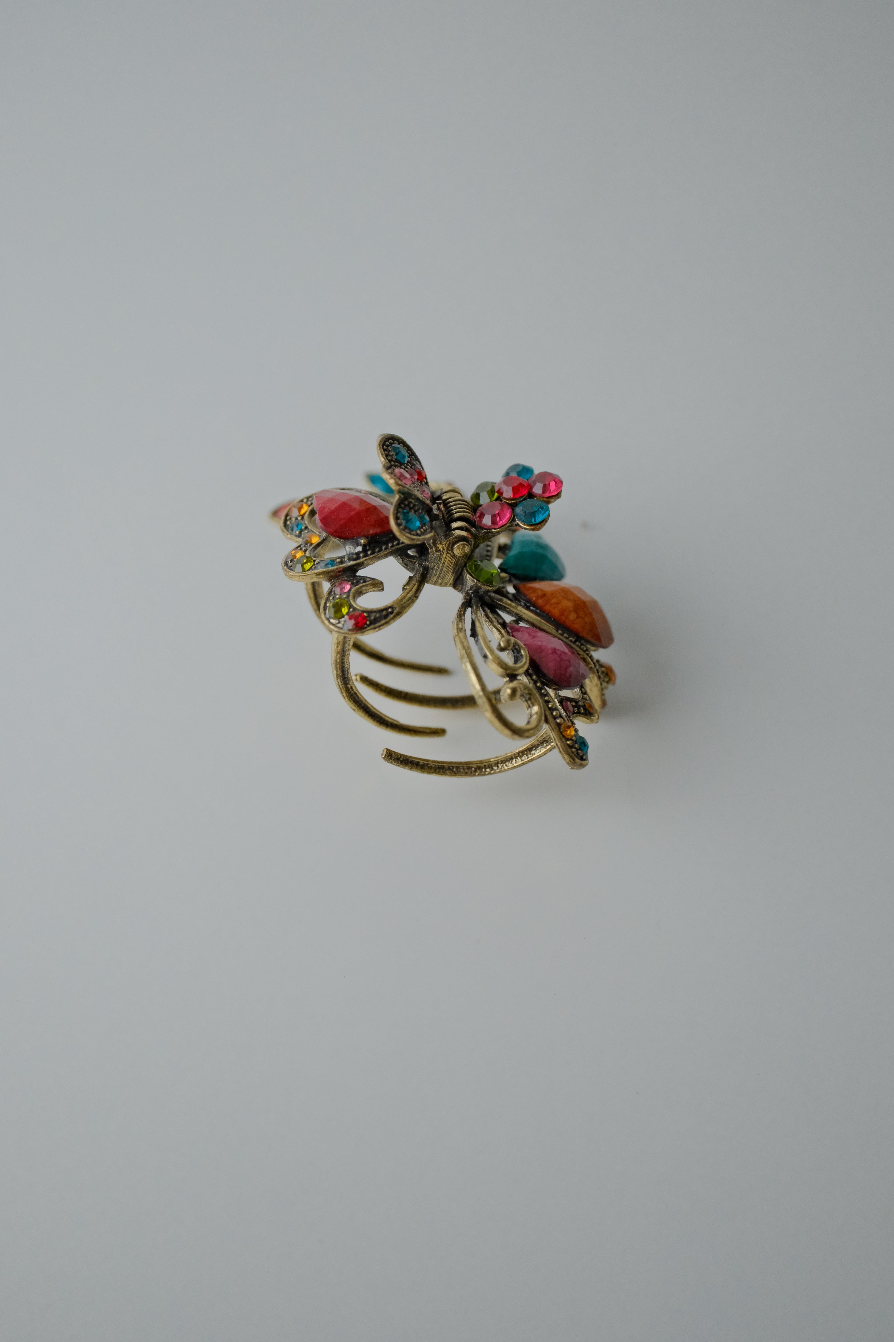 Vintage Butterfly Multi-Stone Hair Clip