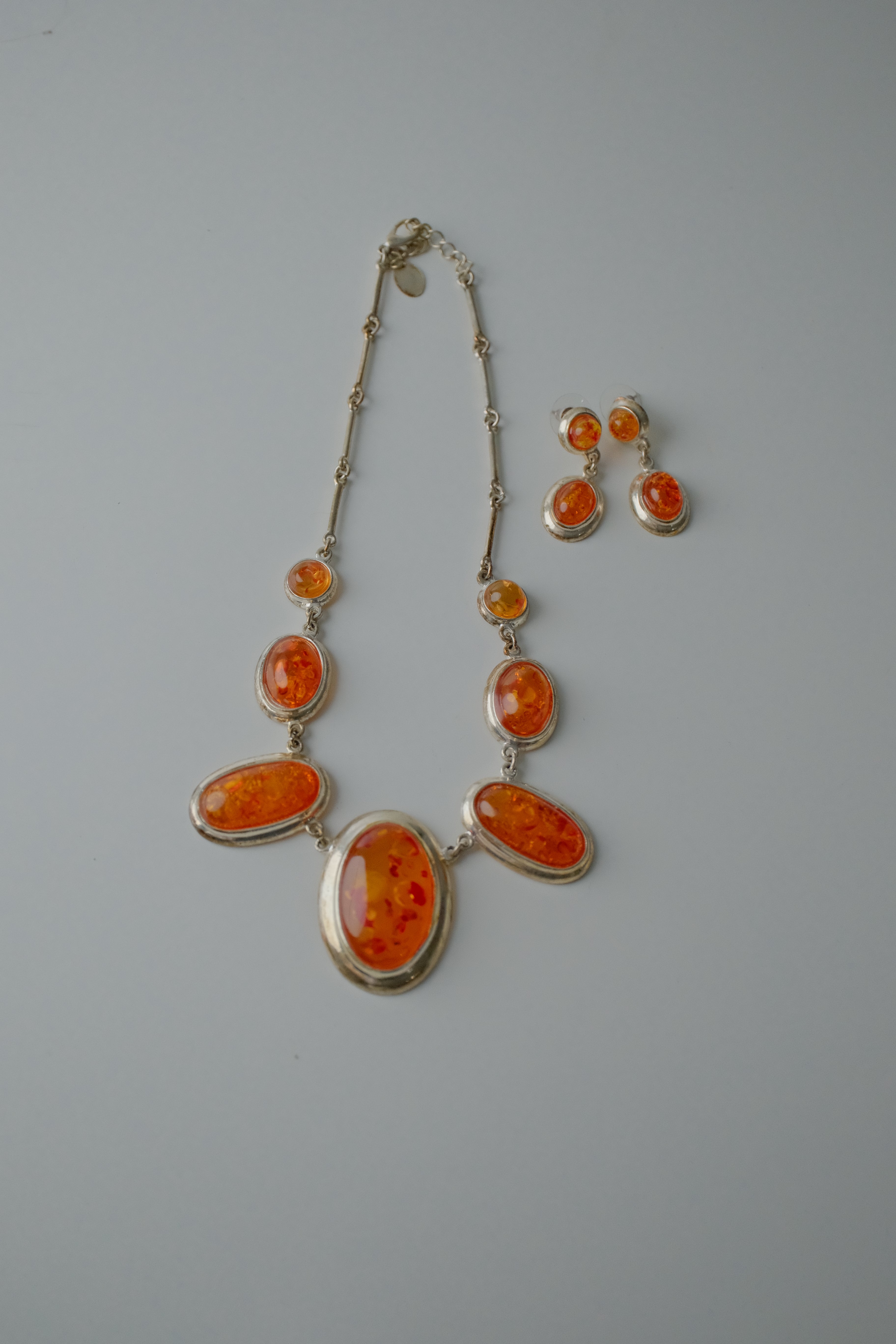 Vintage 1950s Silver Amber Set