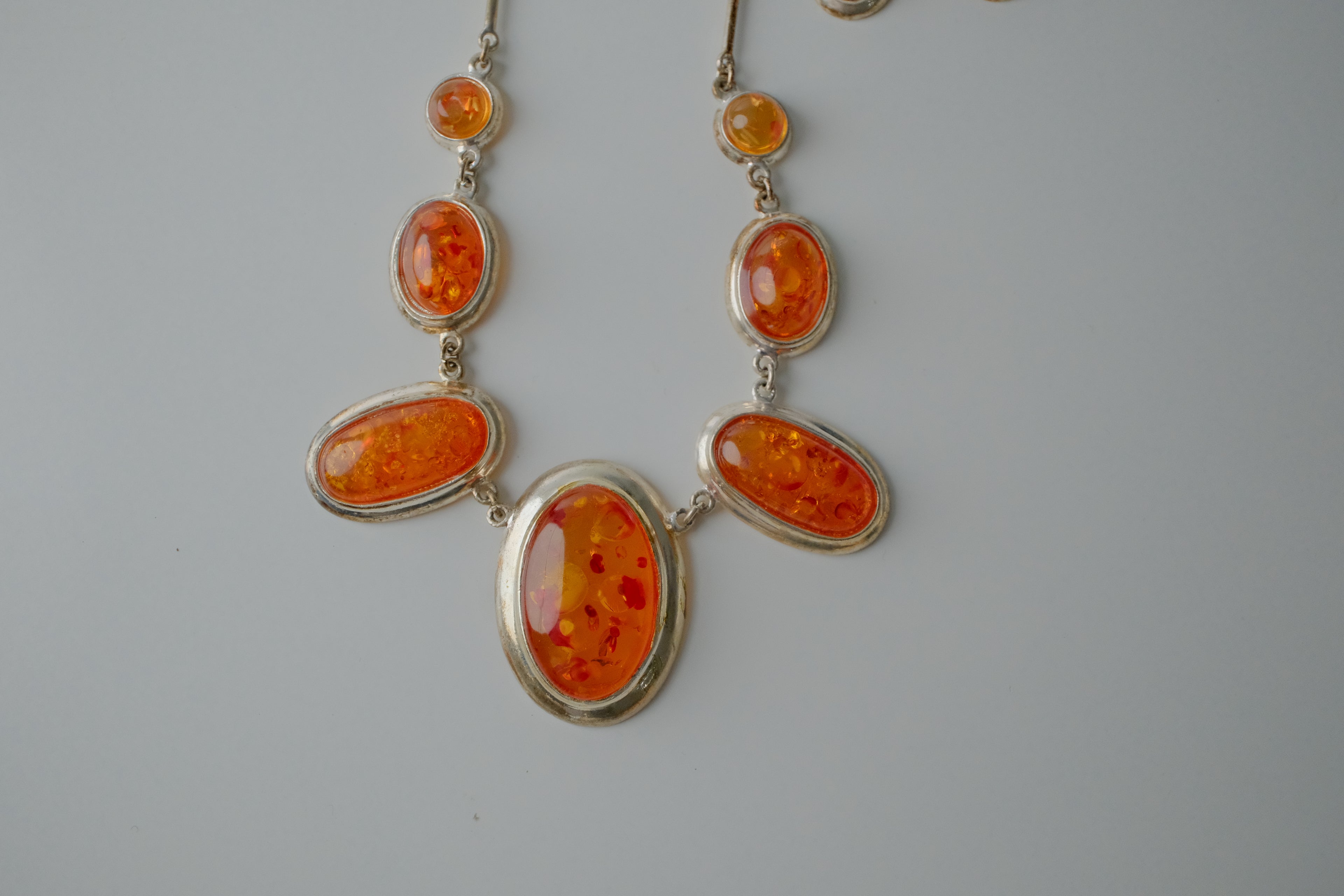 Vintage 1950s Silver Amber Set