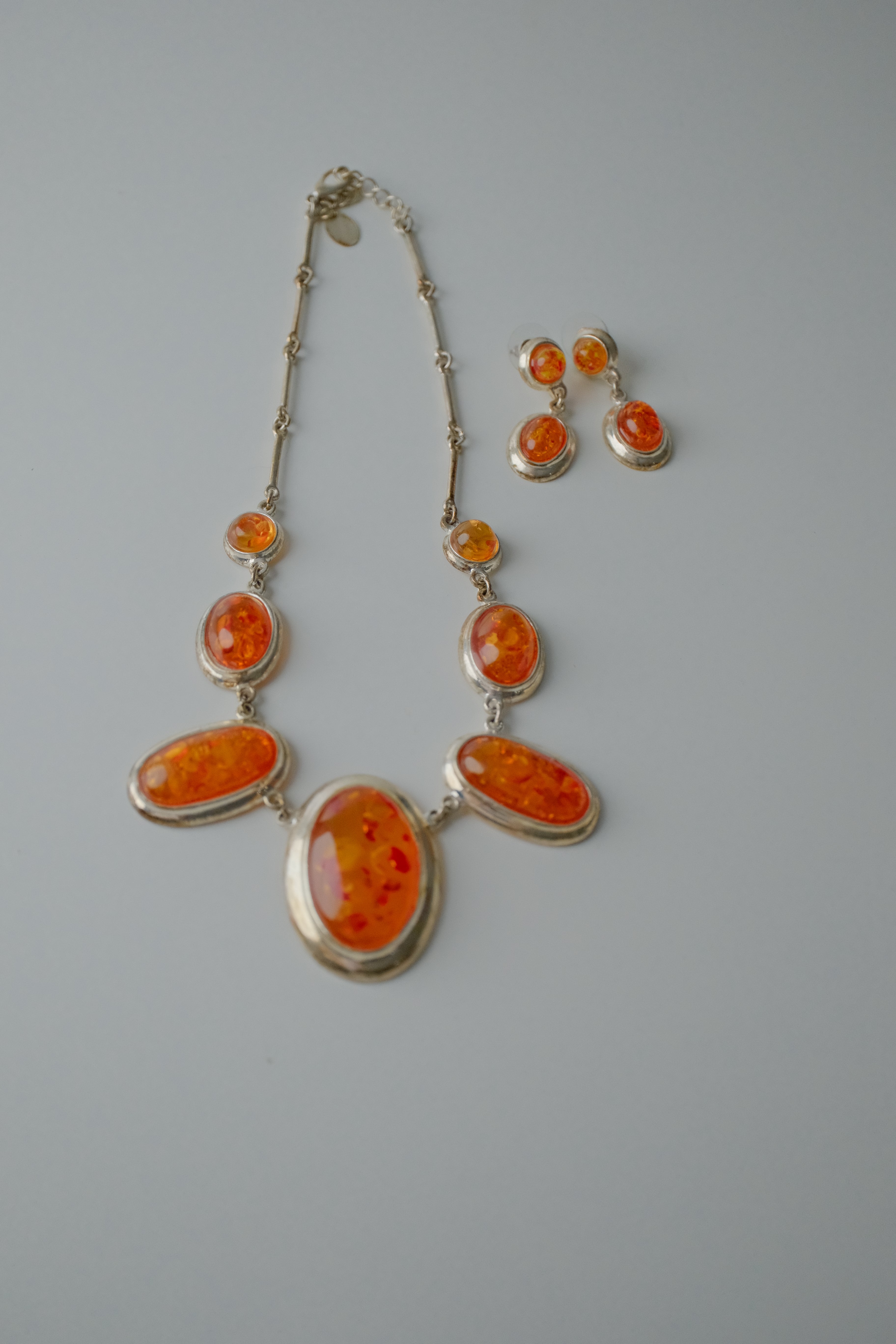 Vintage 1950s Silver Amber Set