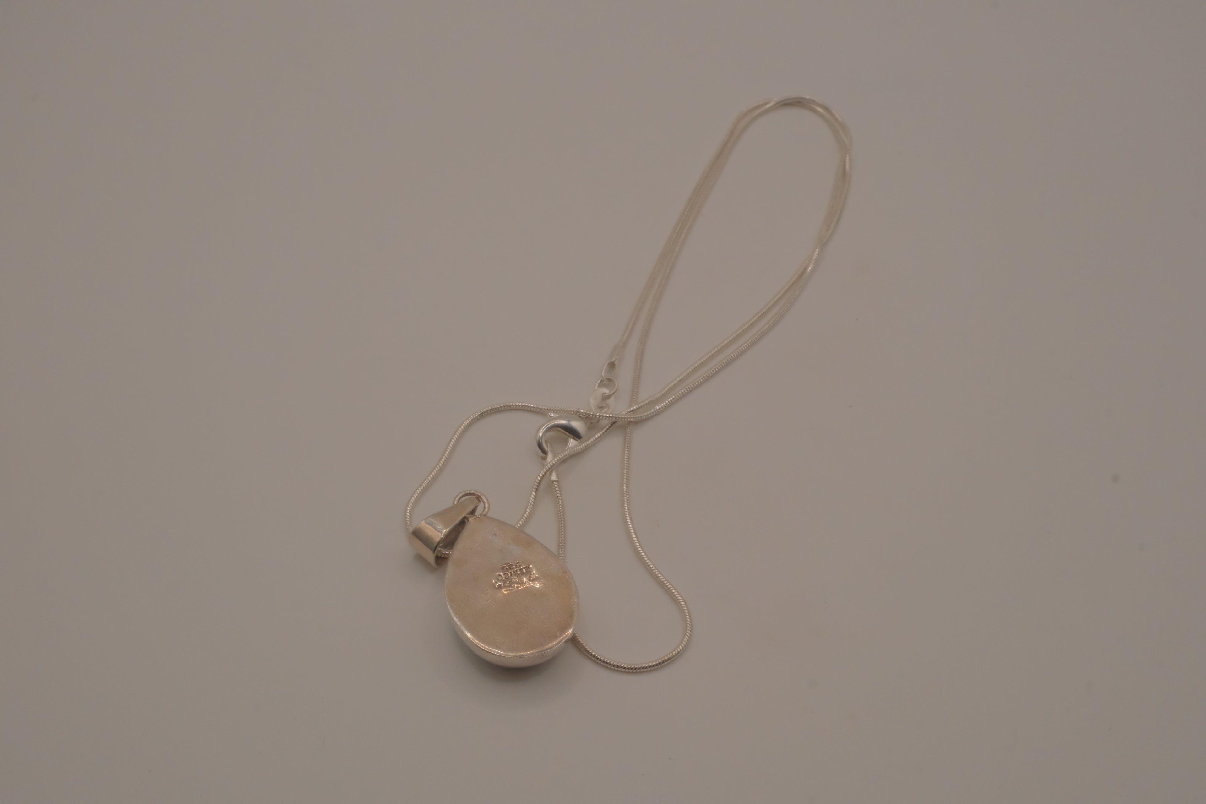 Sterling silver Large Larimar teardrop necklace
