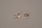 Sterling silver Open and solid double heart dangle earrings