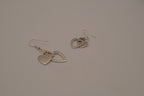 Sterling silver Open and solid double heart dangle earrings