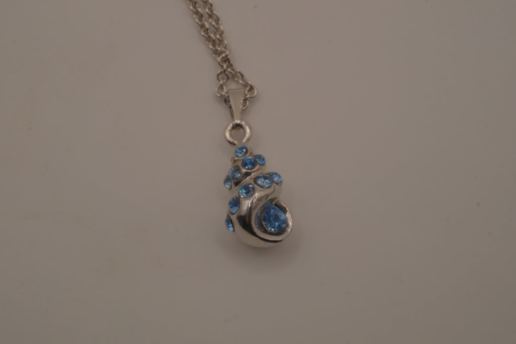 Blue swirling sea shell pendant necklace