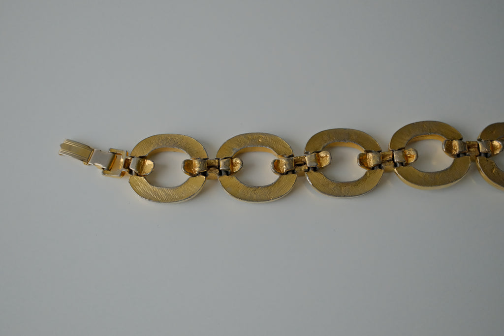 Vintage Jade Shards Gold Tone Bracelet