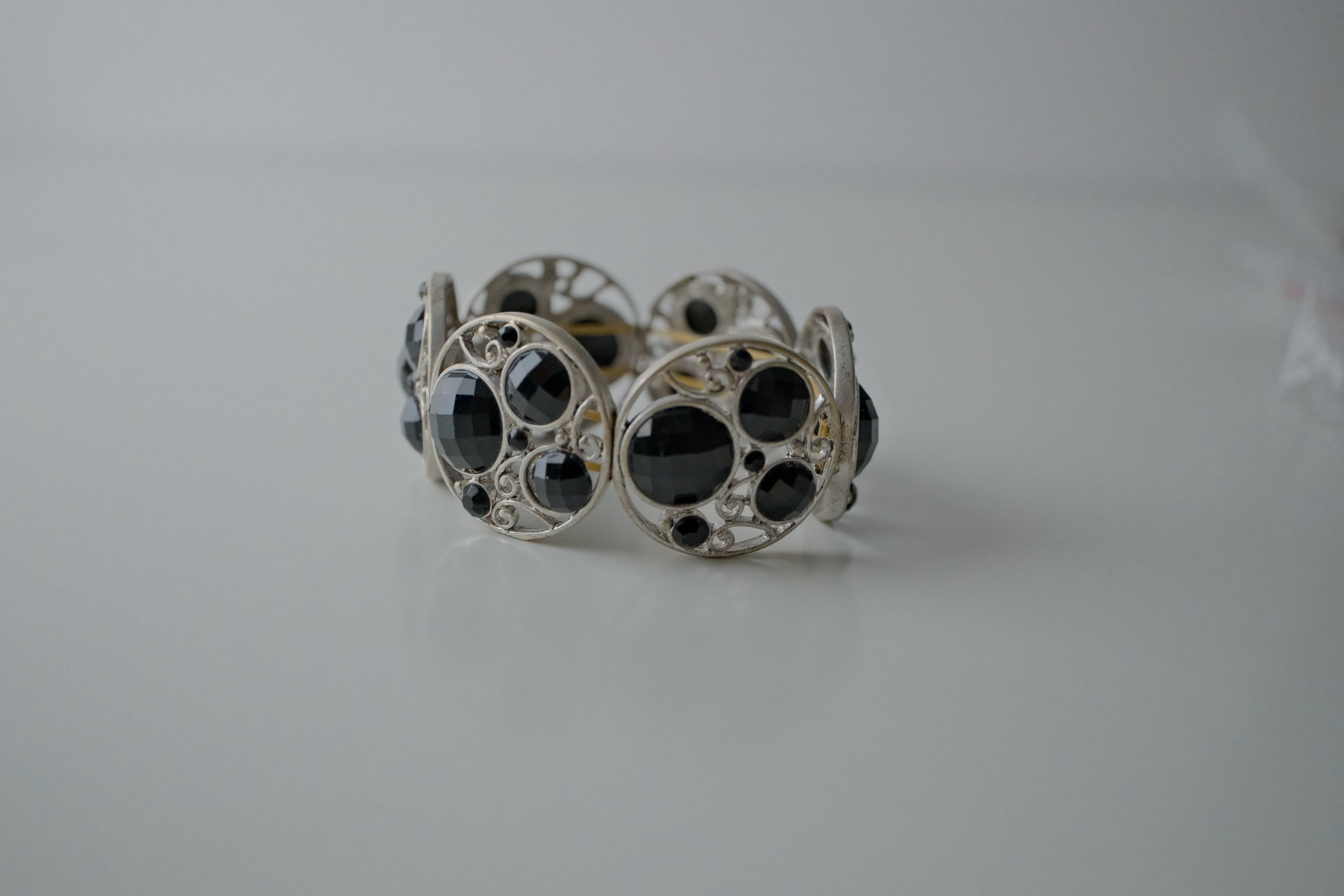 Vintage Silver Ornate Stretch Bracelet