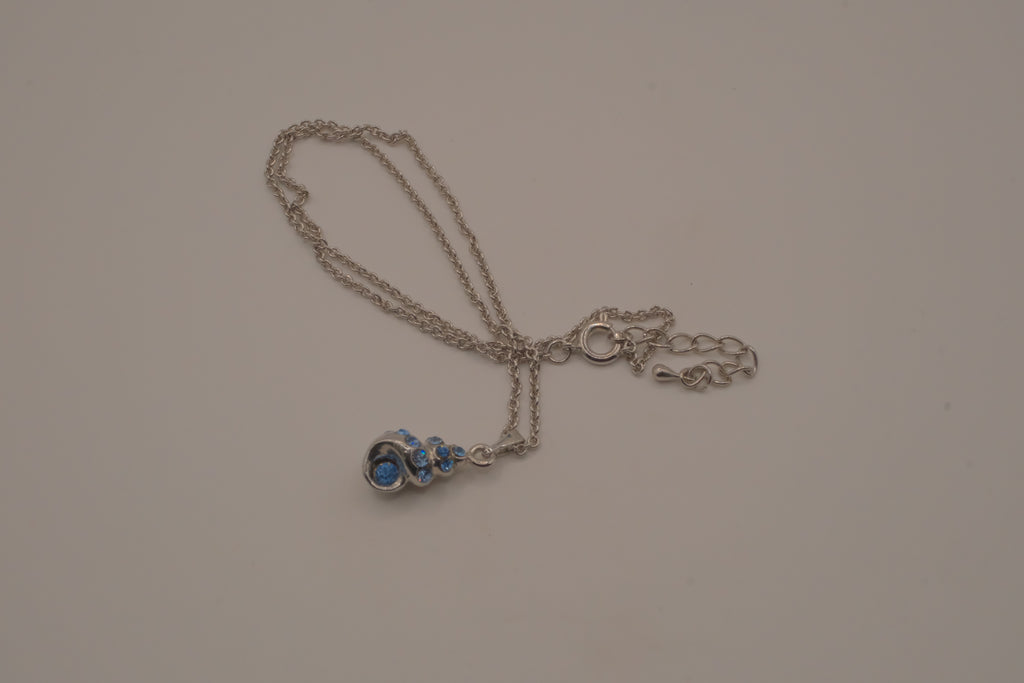 Blue swirling sea shell pendant necklace