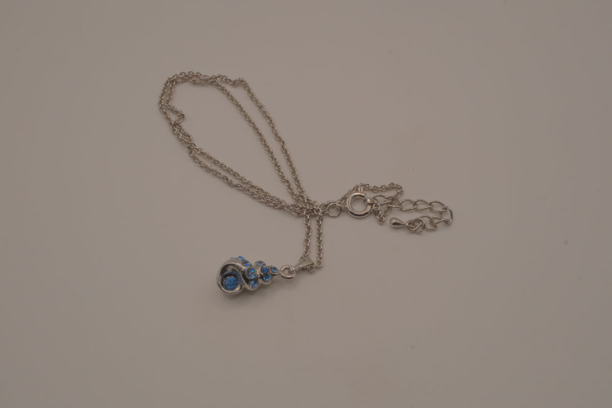 Blue swirling sea shell pendant necklace