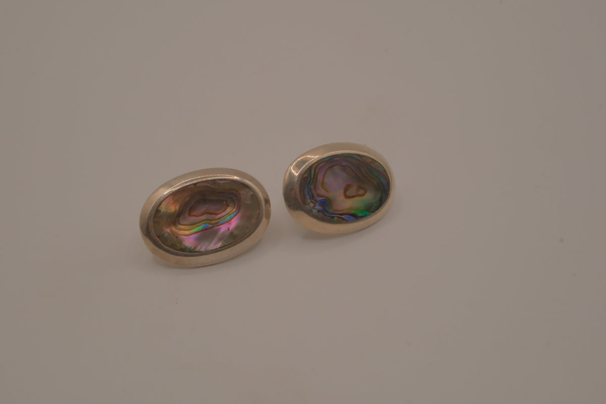 Vintage Sterling silver abalone shell earrings&nbsp;