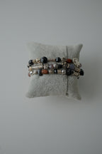 Vintage Silver Butterfly Layered Stretch Bracelet