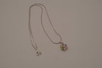 Sterling silver multicolor gemstone flower pendant necklace
