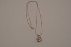 Sterling silver multicolor gemstone flower pendant necklace