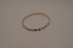 Vintage Mexican Sterling Silver Multi-Gemstone Inlay Hinged Bangle Bracelet