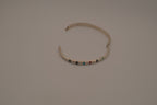 Vintage Mexican Sterling Silver Multi-Gemstone Inlay Hinged Bangle Bracelet