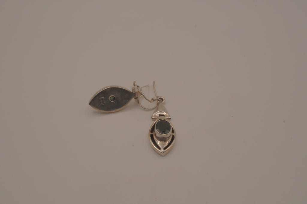 Vintage Sterling silver marquise-cut Black Onyx earrings