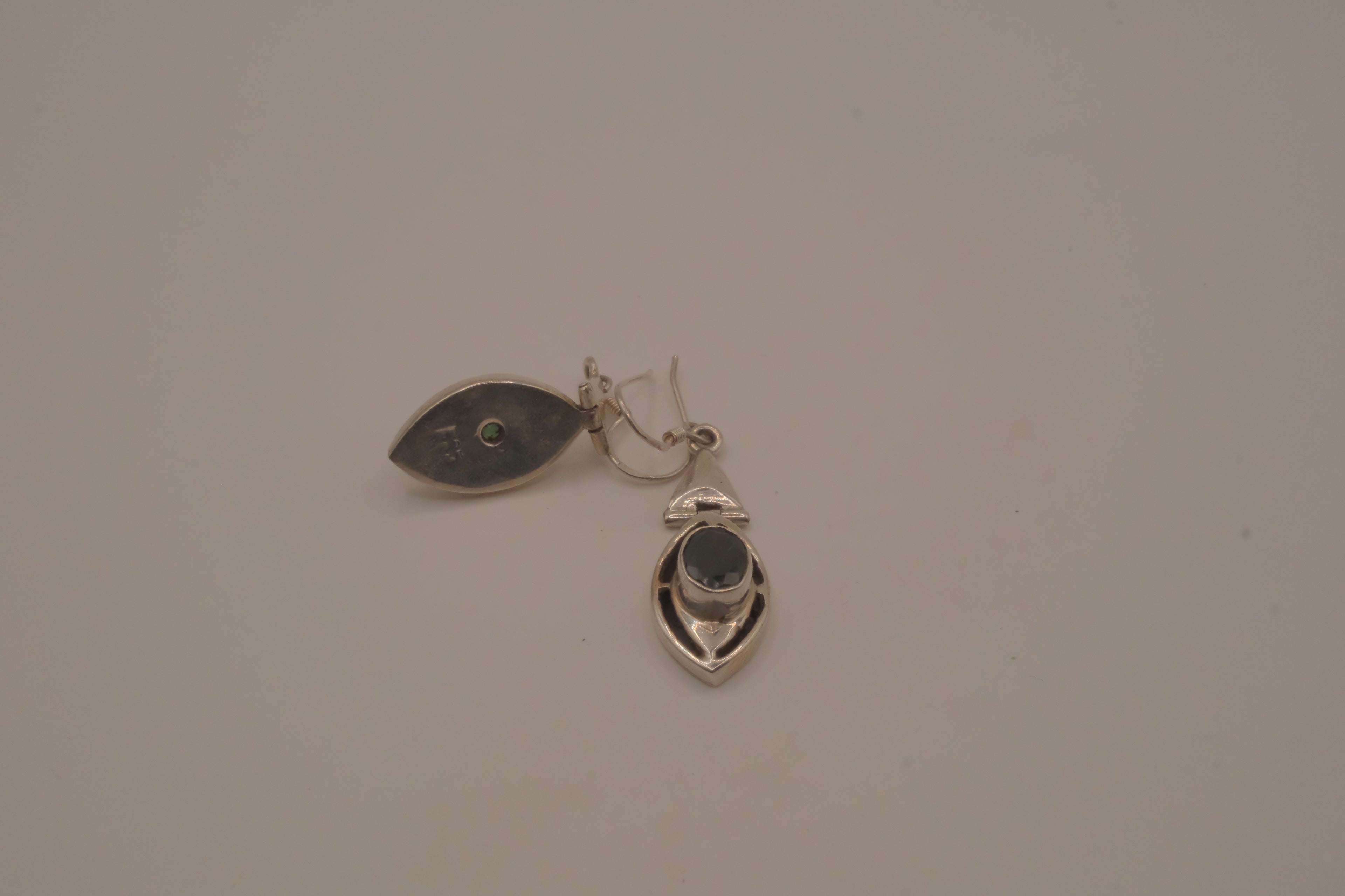Vintage Sterling silver marquise-cut Black Onyx earrings