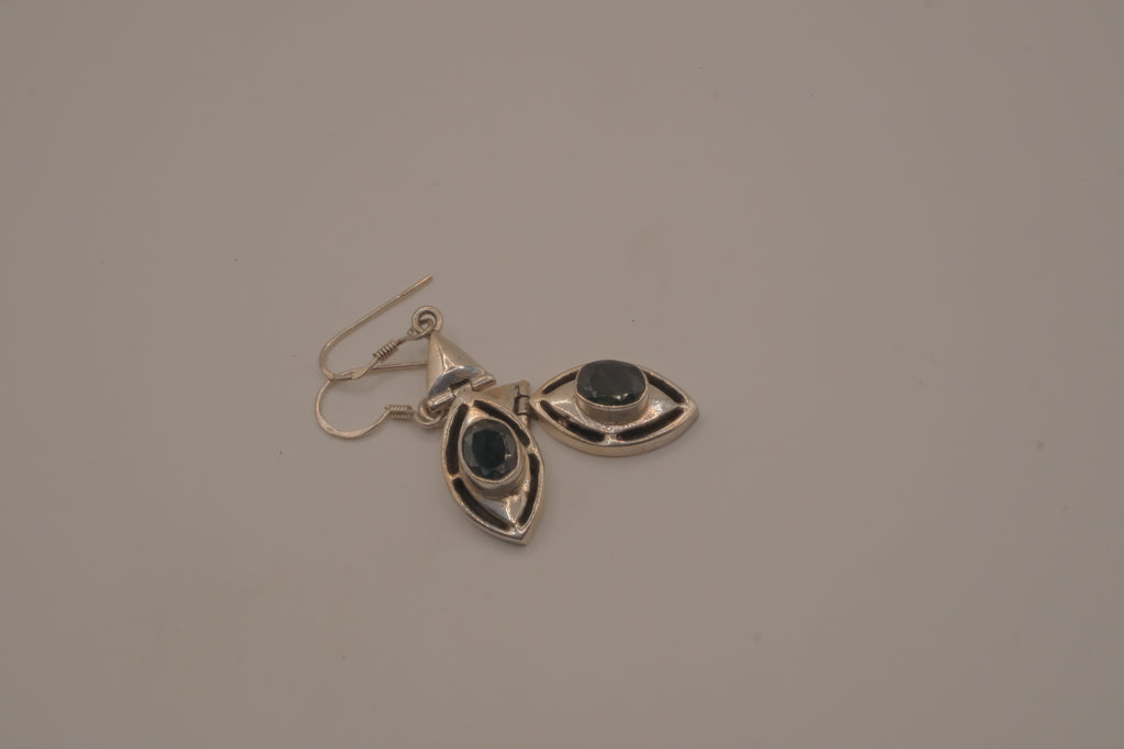 Vintage Sterling silver marquise-cut Black Onyx earrings