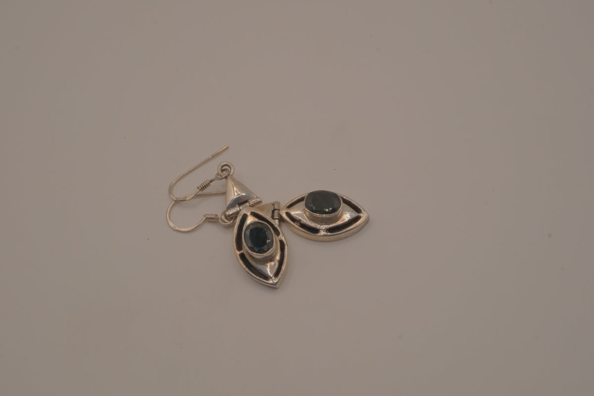 Vintage Sterling silver marquise-cut Black Onyx earrings