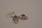 Vintage Sterling silver marquise-cut Black Onyx earrings