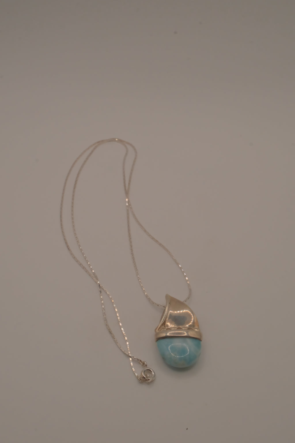 Sterling silver Larimar sailboat pendant