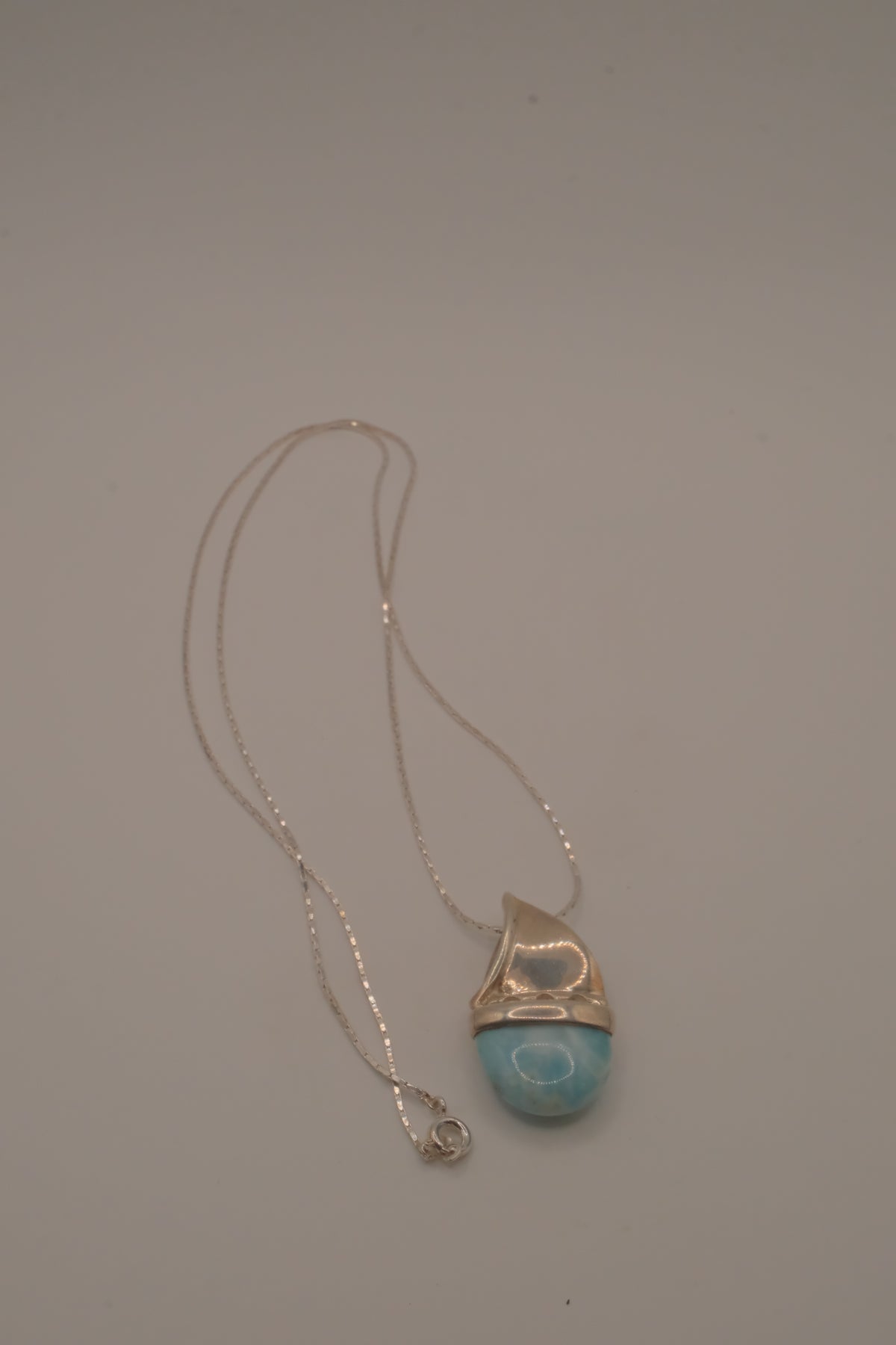 Sterling silver Larimar sailboat pendant