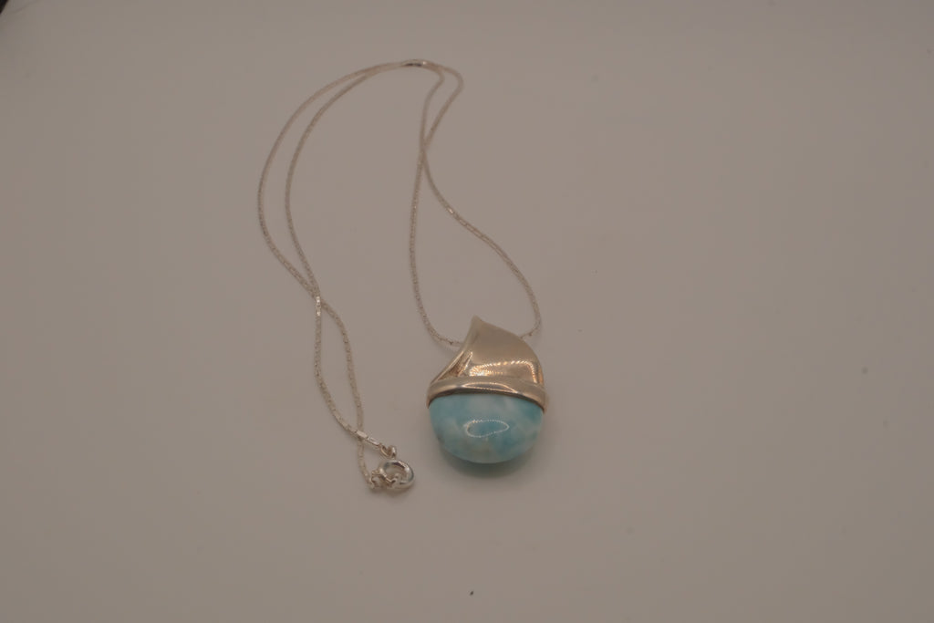 Sterling silver Larimar sailboat pendant