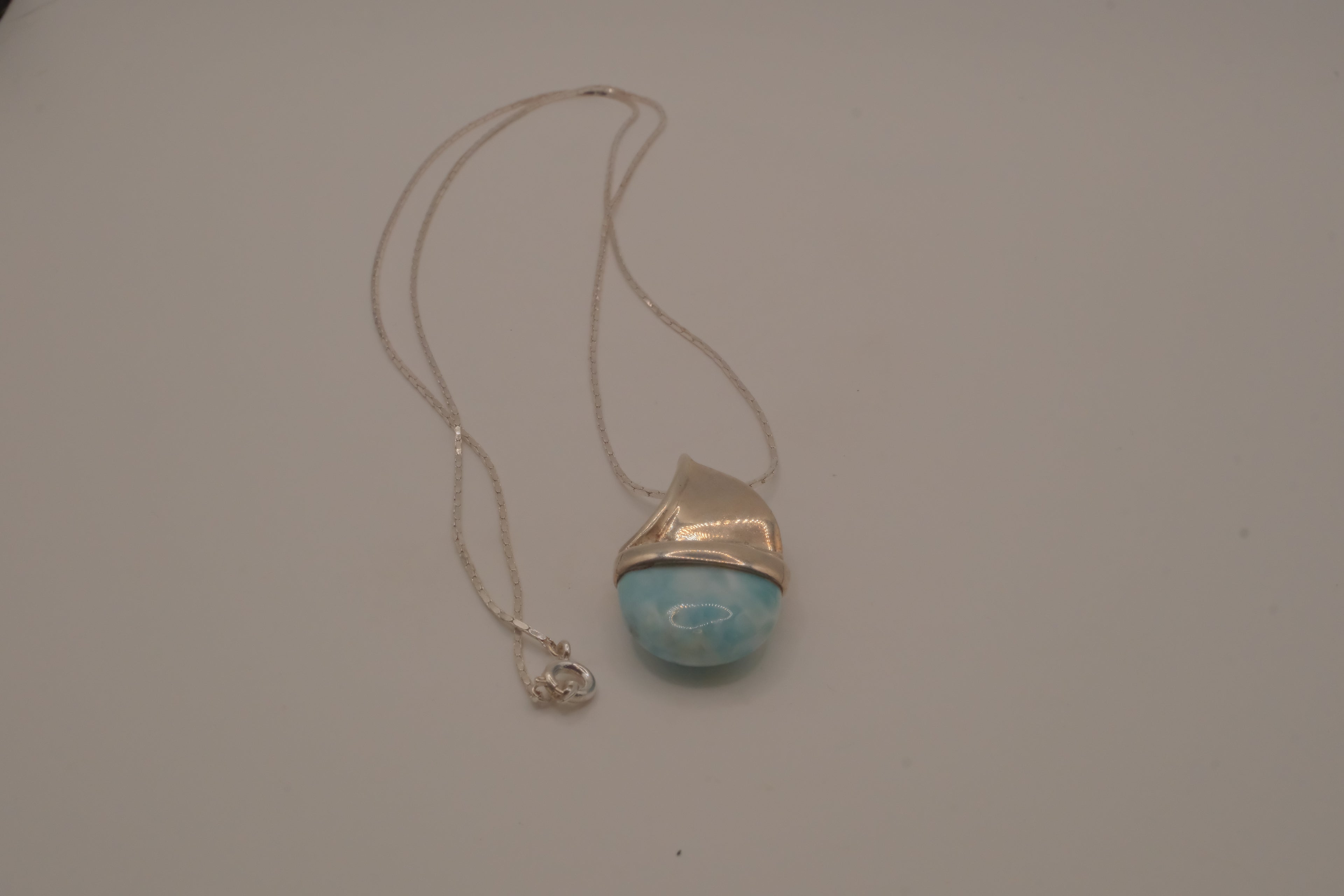 Sterling silver Larimar sailboat pendant