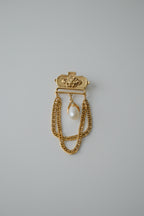 Vintage Gold and Pearl Dangle Brooch