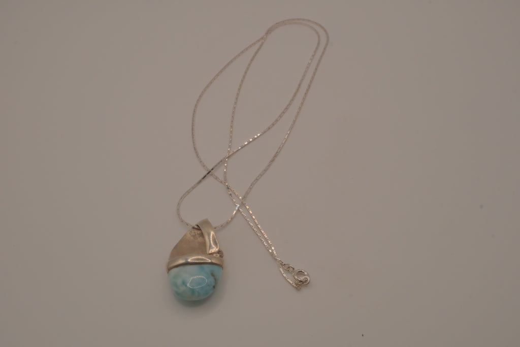 Sterling silver Larimar sailboat pendant