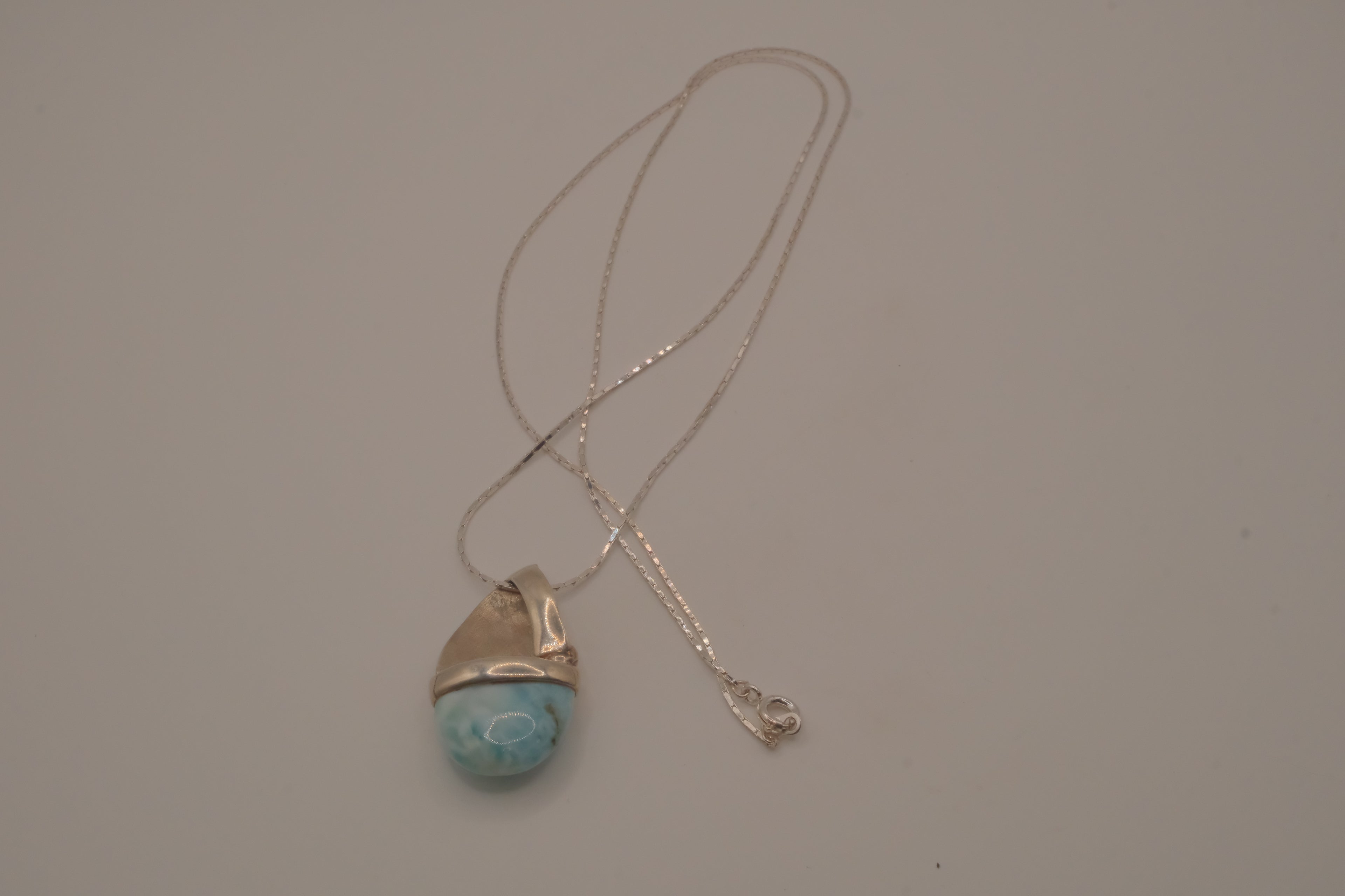 Sterling silver Larimar sailboat pendant