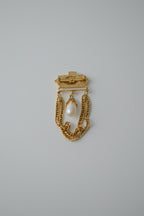 Vintage Gold and Pearl Dangle Brooch
