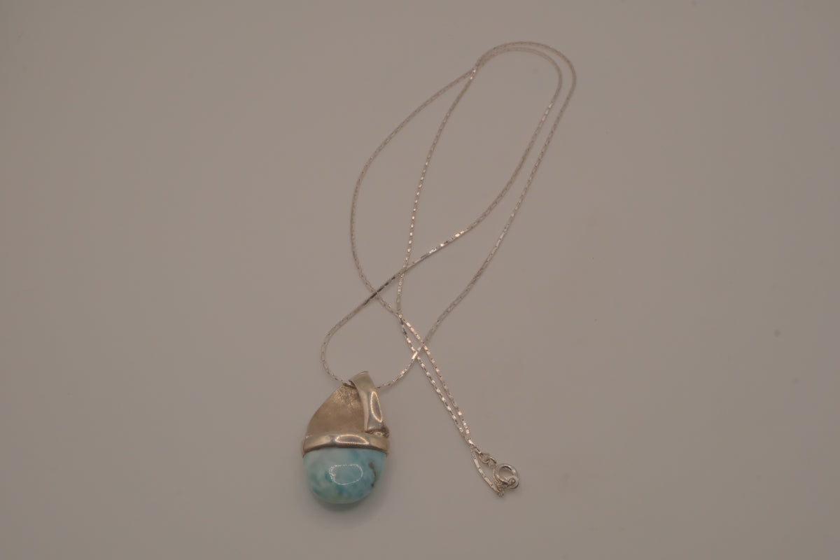 Sterling silver Larimar sailboat pendant