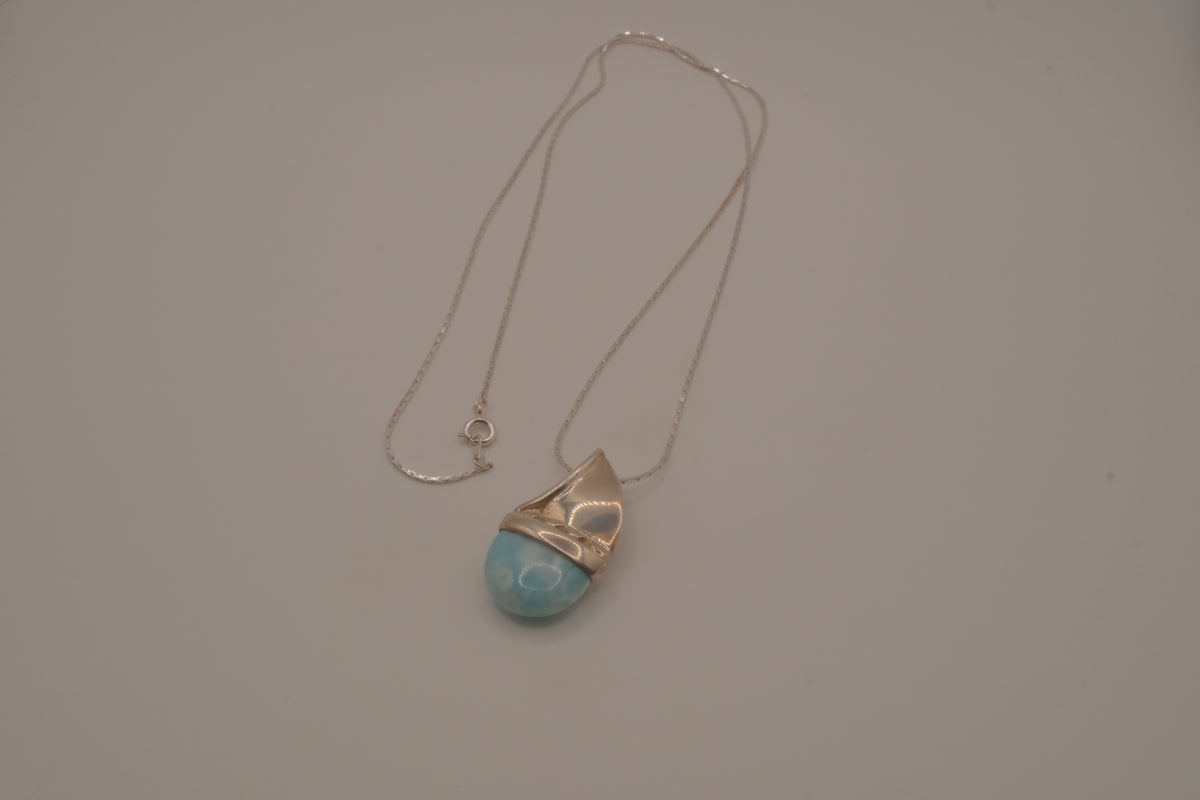 Sterling silver Larimar sailboat pendant