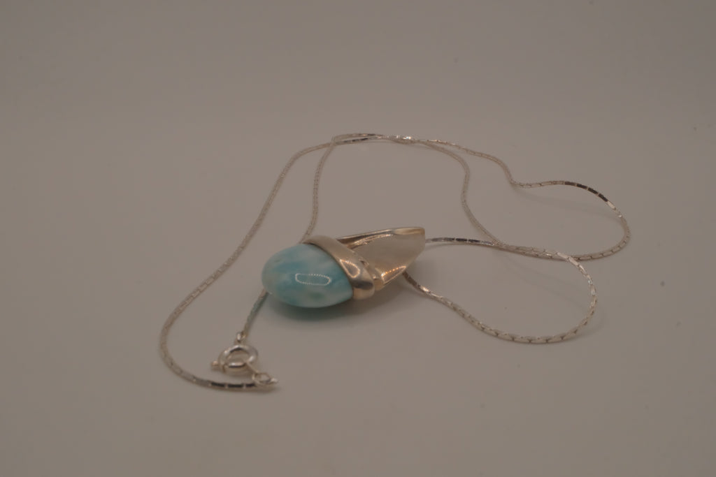 Sterling silver Larimar sailboat pendant