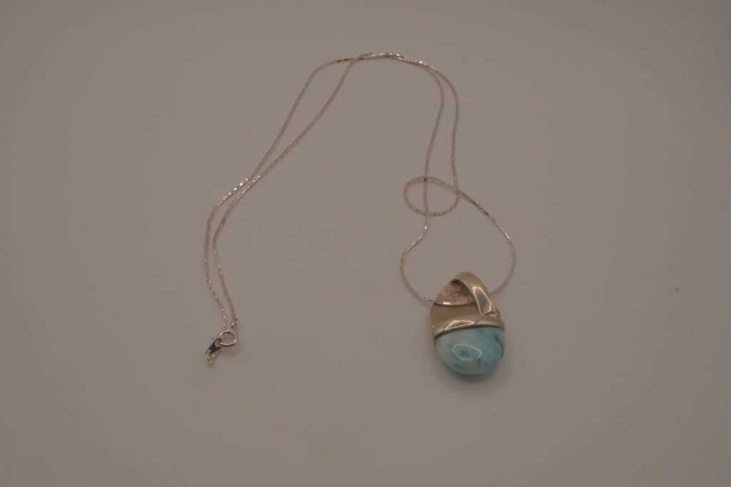 Sterling silver Larimar sailboat pendant