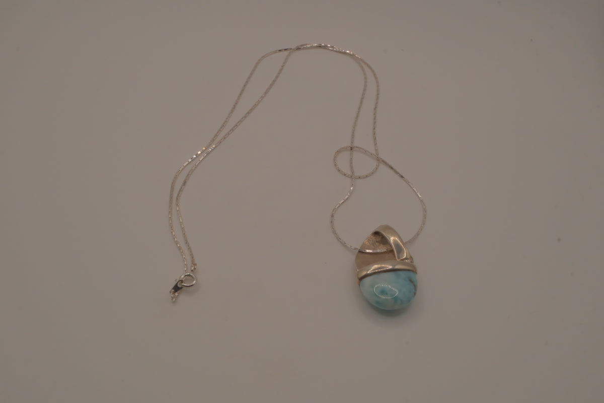 Sterling silver Larimar sailboat pendant