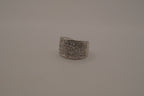 Silver tone wide pave cocktail band ring