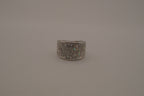 Silver tone wide pave cocktail band ring