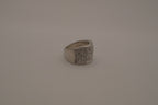 Silver tone wide pave cocktail band ring