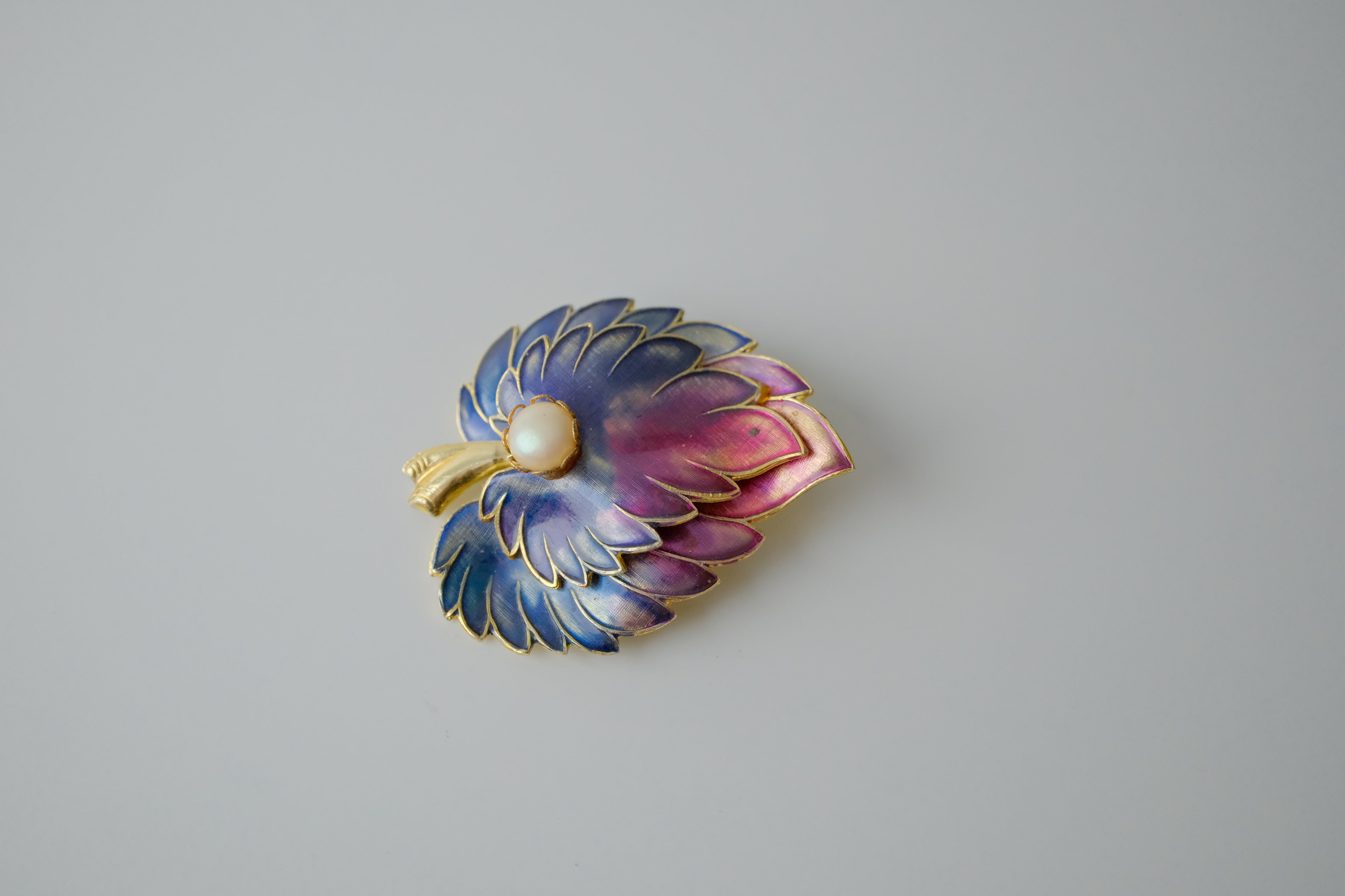 Vintage West Germany Enamel Leaf Brooch