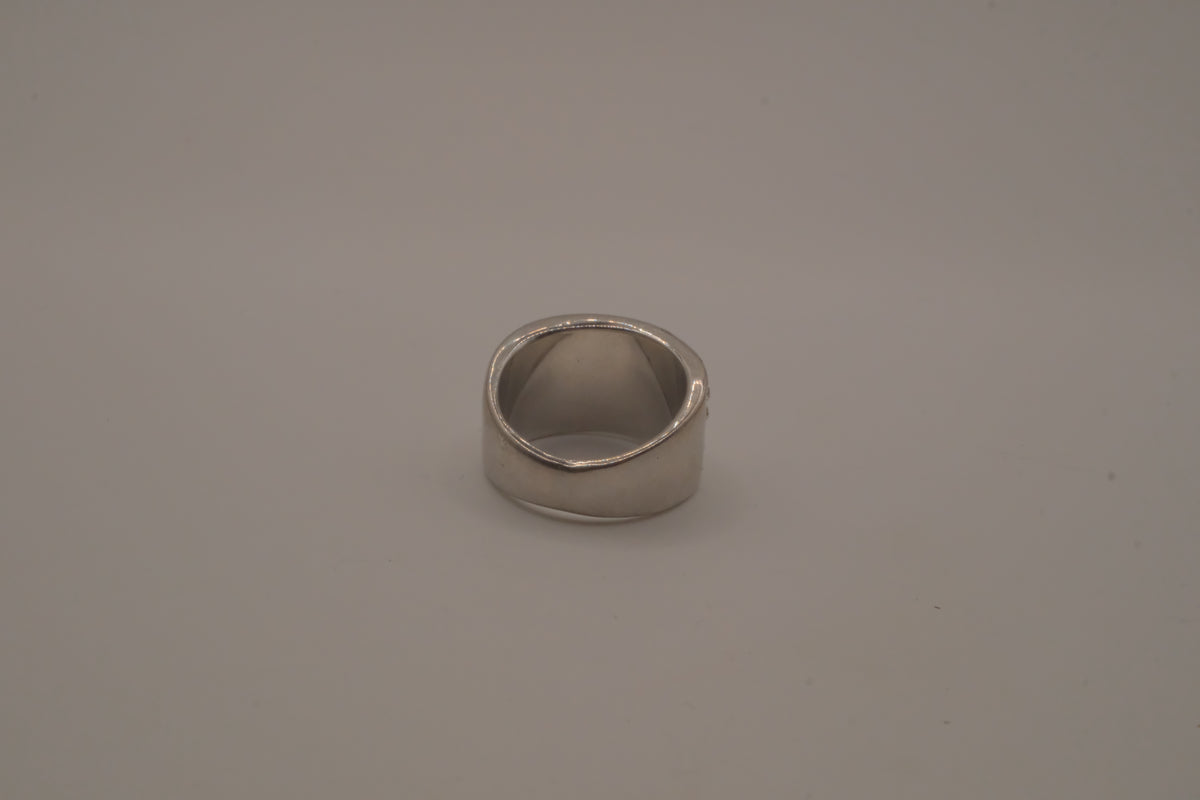 Silver tone wide pave cocktail band ring