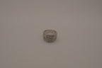 Silver tone wide pave cocktail band ring