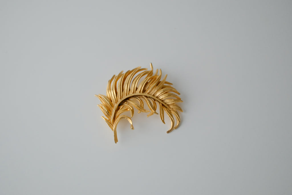 Vintage BSK Gold Leaf Brooch