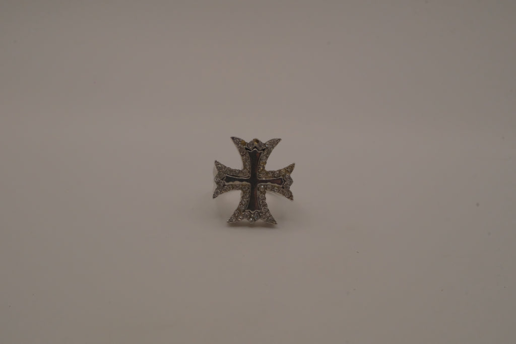 Silver tone Maltese cross ring