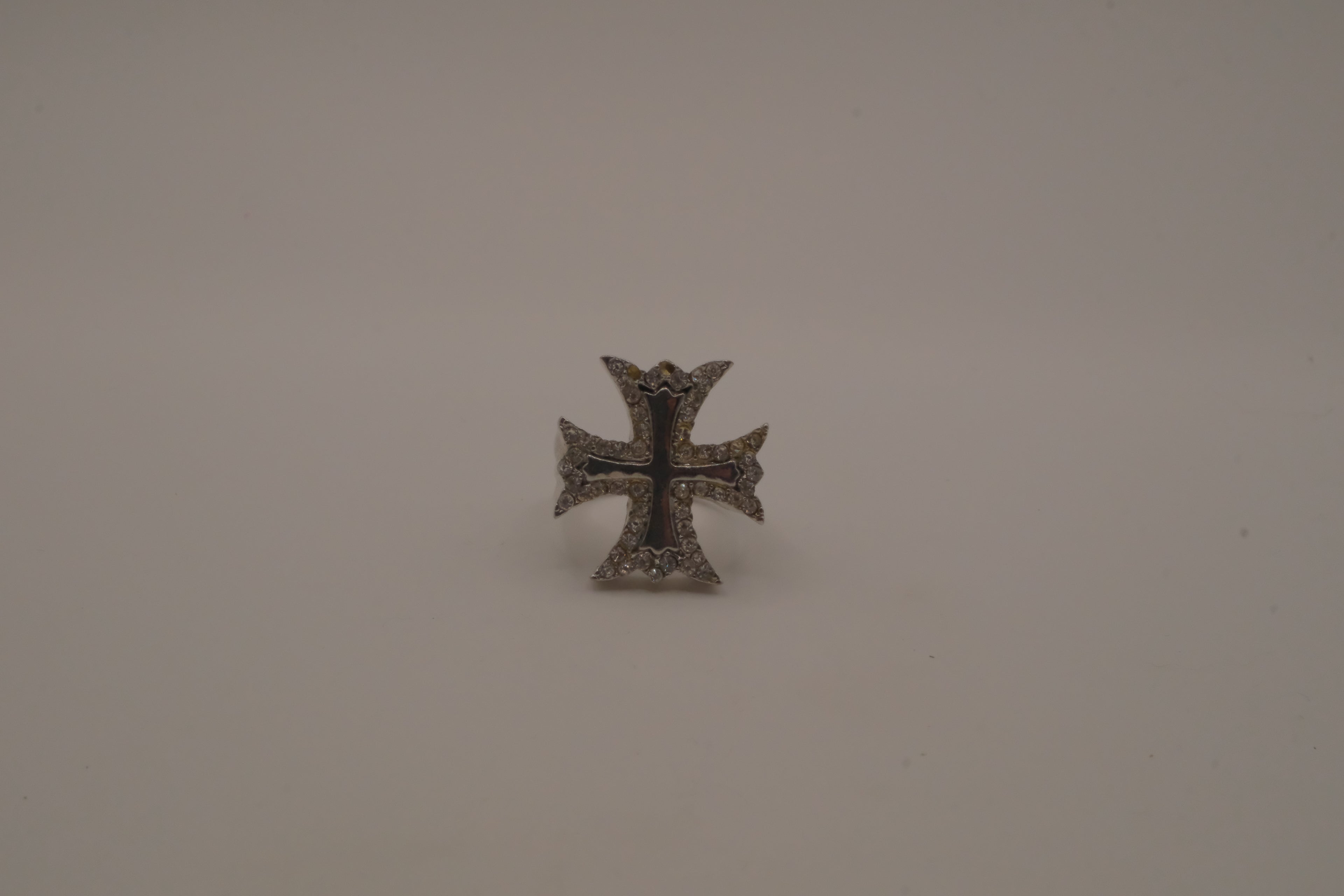 Silver tone Maltese cross ring