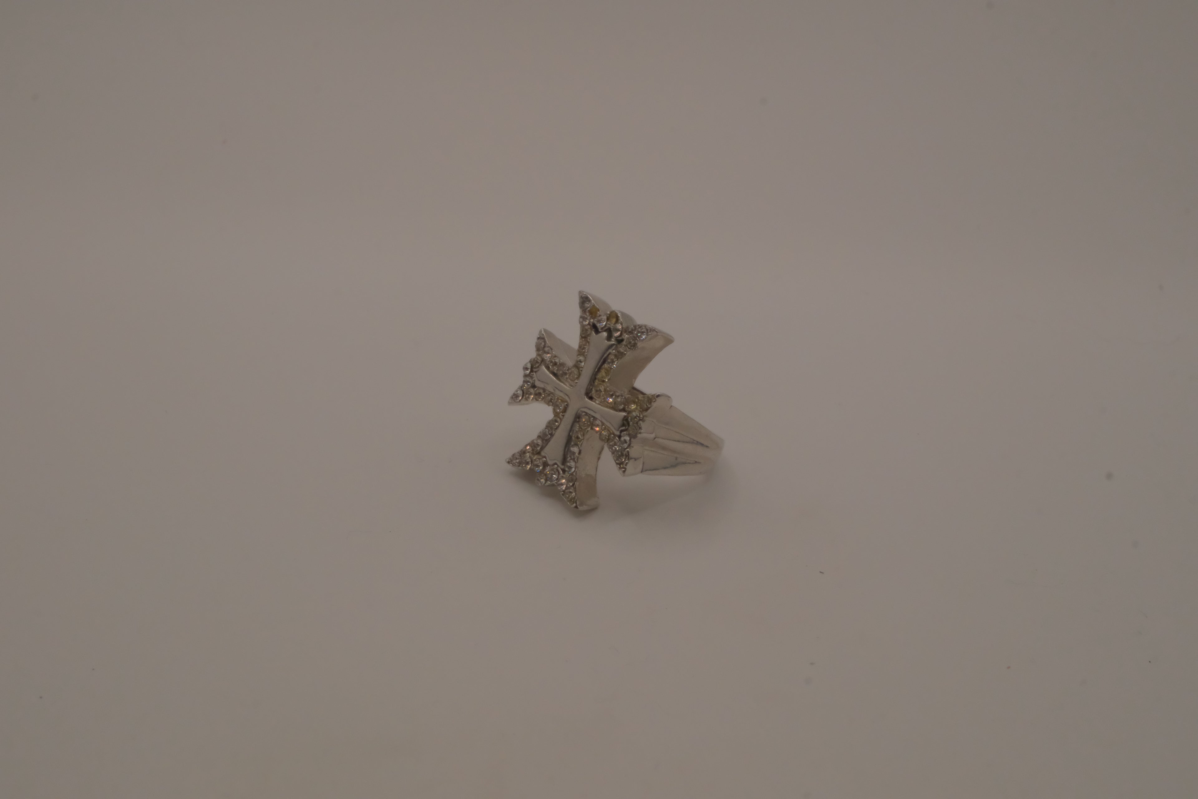 Silver tone Maltese cross ring