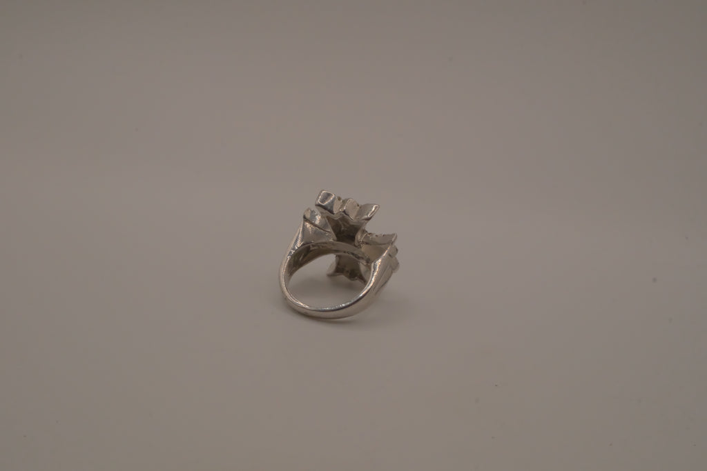 Silver tone Maltese cross ring