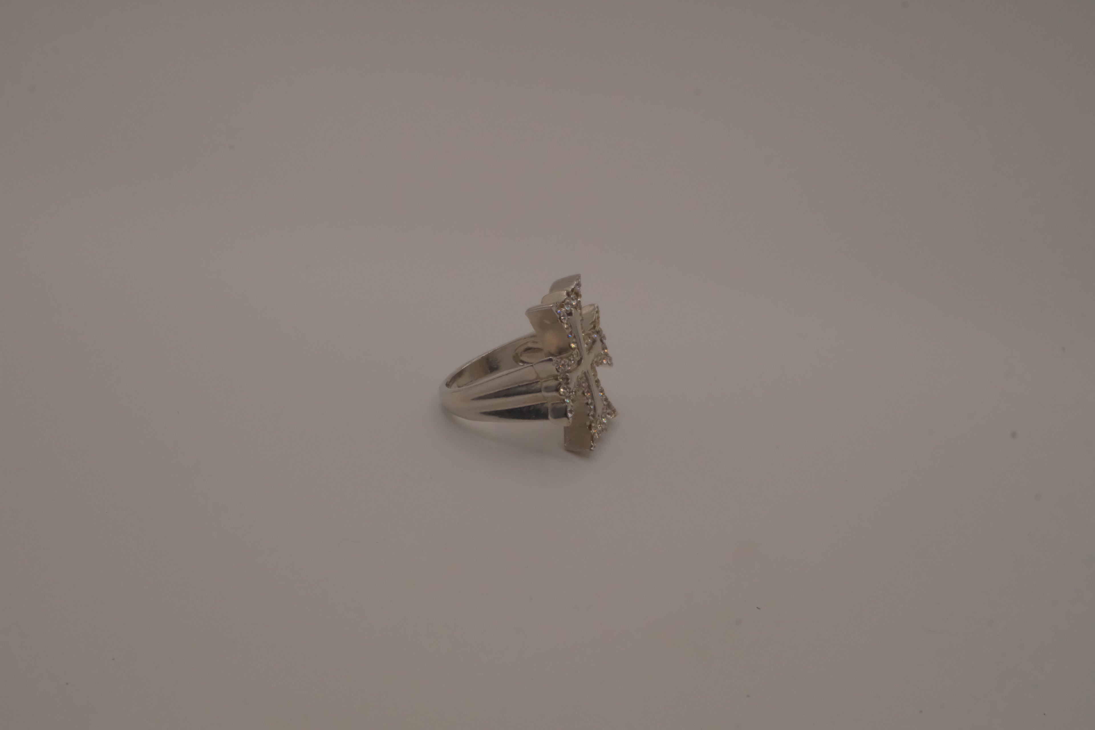 Silver tone Maltese cross ring