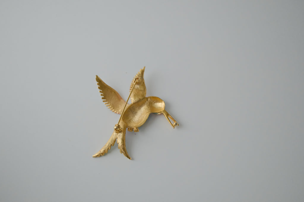 Vintage Colourful Hummingbird Brooch